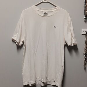 Lacoste White Short Sleeve Tee Classic Crew, Size Large